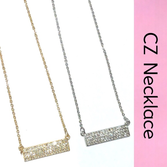 Dainty Pave’ CZ Necklace Gold - Picture 3 of 10